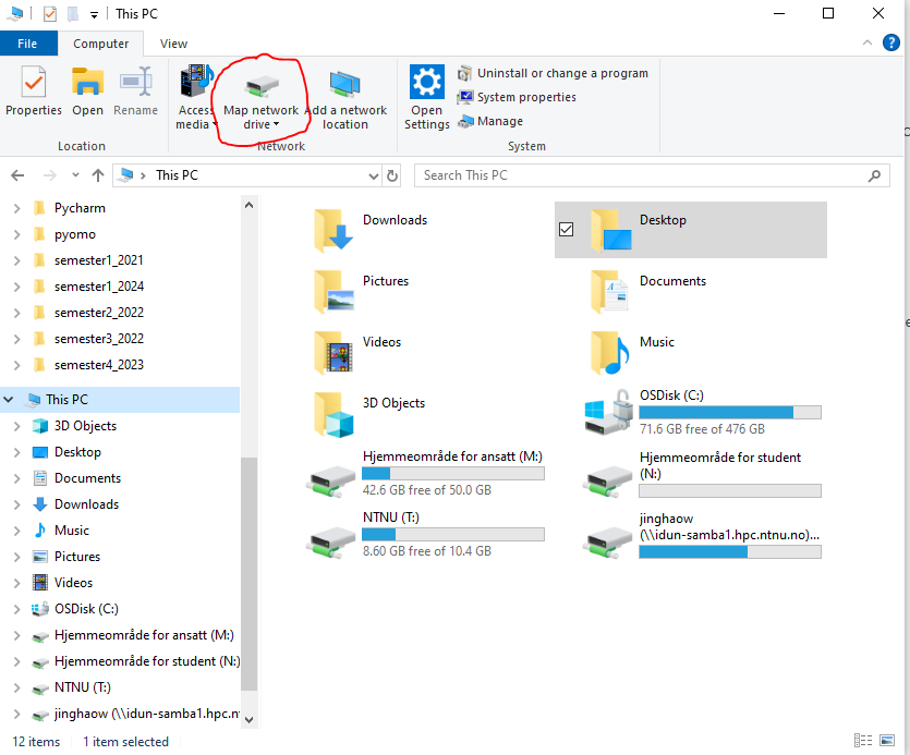 Network drive setup