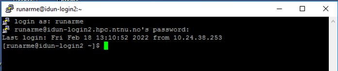 PuTTY login